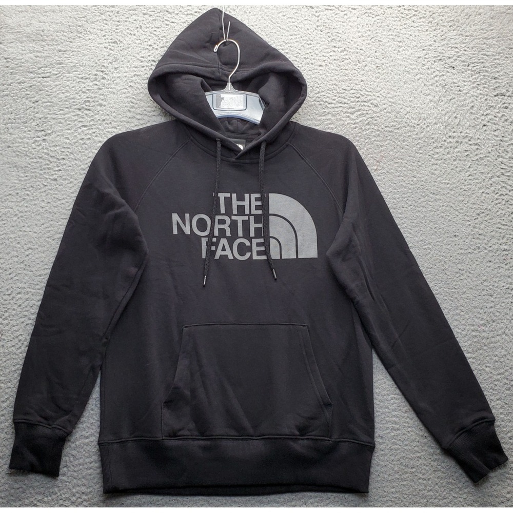 The North Face Hoodie Womens XS Black Graphic Logo Fleece Lined Casual Pullover